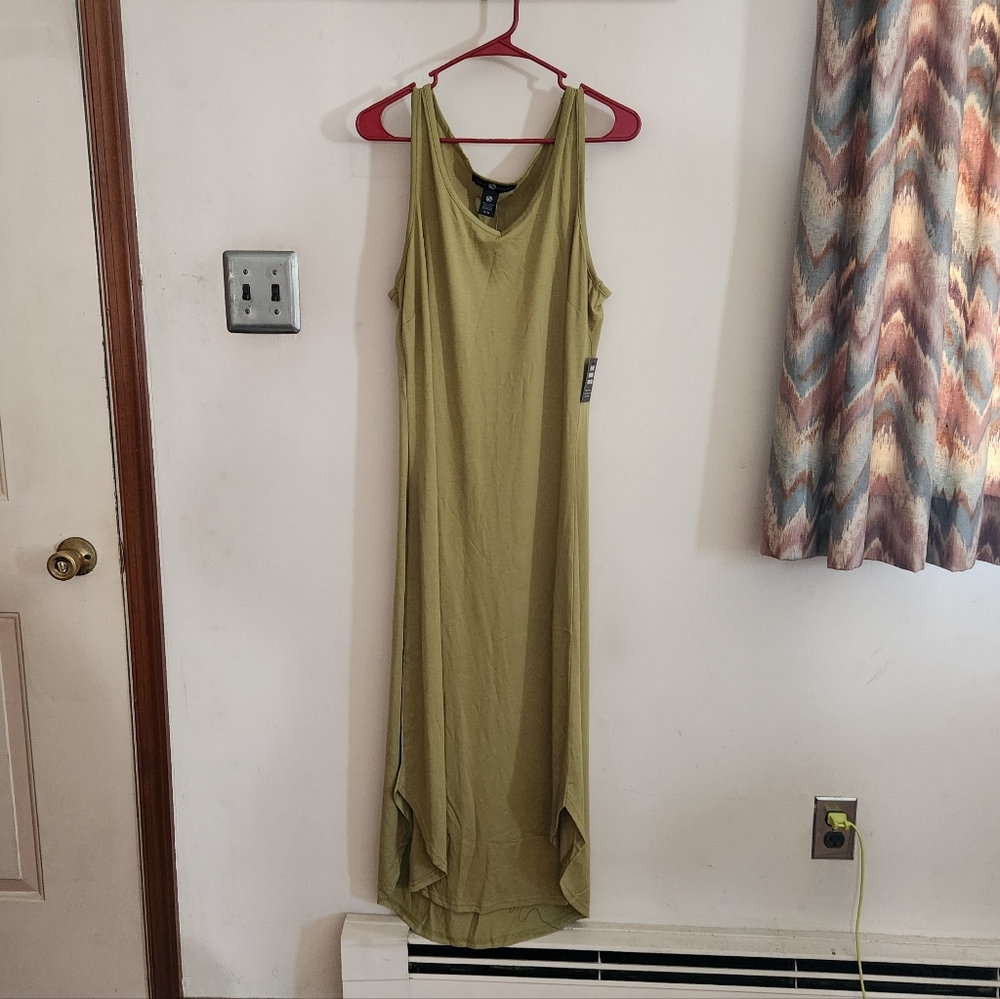 🎉 Floor Length Olive Dress